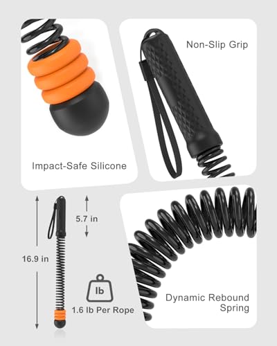 Adjustable Weighted Ropeless Battle Ropes with 6 Weight Rings, Heavy Duty Cordless Battle Rope for HIIT & Cardio Full-Body Workout, Non-Slip Spiral Handles, Home Gym Equipment for Women & Men — view 5