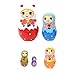 NUOBESTY 1 Set Natale Russo in Legno Matryoshka Schiaccianoci in Legno Bambole Nidificanti Giocattolo Set Santa Claus Handmade Mestiere per Bambini Regalo Giocattolo di Compleanno di