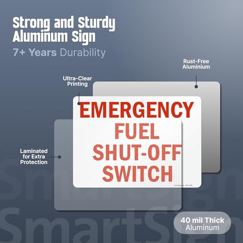 Panneau interrupteur d'arrêt d'urgence SmartSign en aluminium durable 25x35