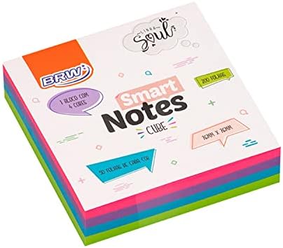 Bloco Adesivo Smart Notes Cube 76x76mm Colorido Soul Bloco com 20...