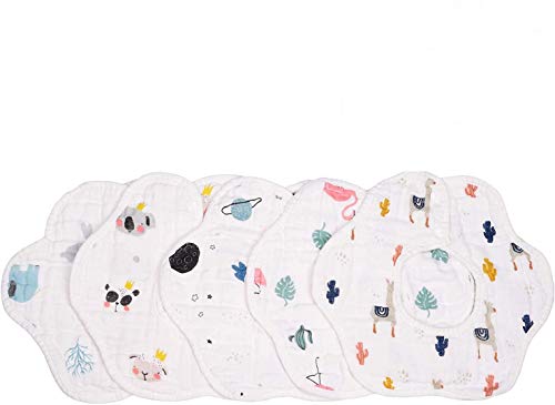 Serviette en salive de coton, 6 couches à rotations de pétales de bandana d'absorption de pétales de rotation de 6 couches pour le bave et la dentition (5 PCS Cotton) Cover
