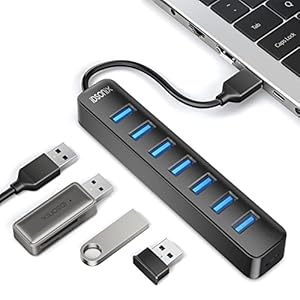 Hub USB 3.0 Multiple, Hub USB 7 Puertos Multiplicador, Conector USB Multi Adaptador USB para Macbook, Mac Pro/Mini, iMac, Surface Pro, XPS, USB Flash Drives, PC Portátil, HDD Móvil, etc.