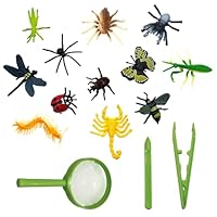 12 Pcs Bugs Toys for Kids,Realistic Plastic Bugs,Insect Toys Kit,for Children's Early Education Insect Theme Party,with Bring Play Tools