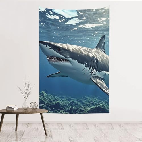 Tapisserie murale requin blanc en velours pêche de qualité supérieure