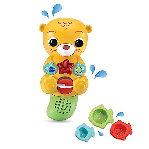 VTech - Nutria Baby baño Luces y Colores, Juguete de Agua para niños +1 año, Sensor acuático, Rueda giratoria, Vasitos de pez, Versión ESP