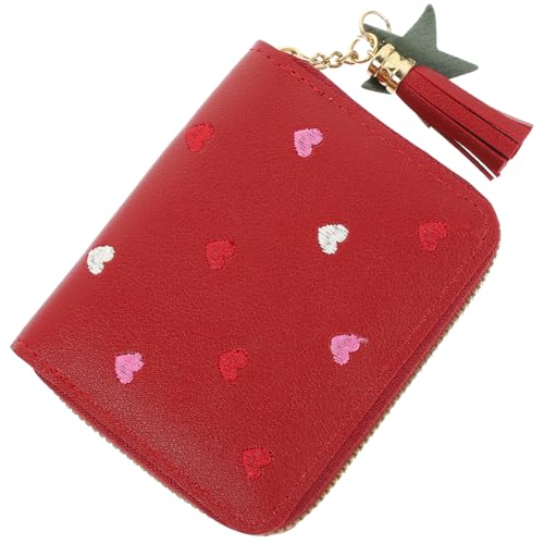 Cute Red PU Leather Cartoon Wallet for Women Compact Card Holder Purse with Capacity Storage for Credit Cards Ids Cash and Tickets Stylish Change Bag for Everyday Use and Gifts