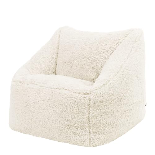 icon Natalia Teddy Fleece Kids Bean Bag Chair, Cream, Fluffy Kids Bean...
