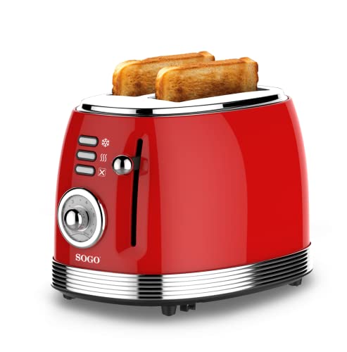 Sogo Retro Vintage acero INOX y esmalte (Red, Tostadora 850W)