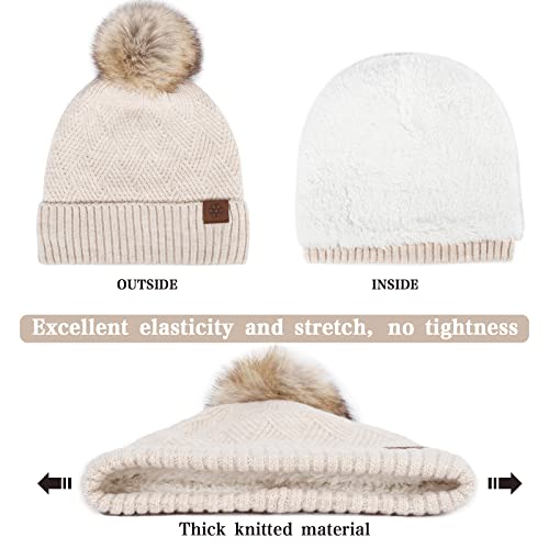 Winter Knitted Hat Scarf Touchscreen Gloves Set Soft Warm Beanie Scarves for Women Men4