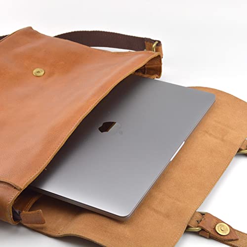 Bolso mensajero de cuero búfalo para laptop miniatura 2