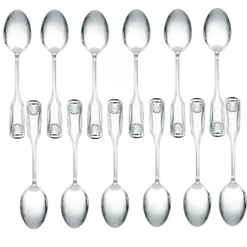 TrueCraftware- Sea Shell Stainless Steel Teaspoon Set of 12- Silverware Flatware Cutlery Kitchen Tableware Set for Home and Restaurant for Stirring Coffee Dessert Cake Ice Cream Soup Cappuccino