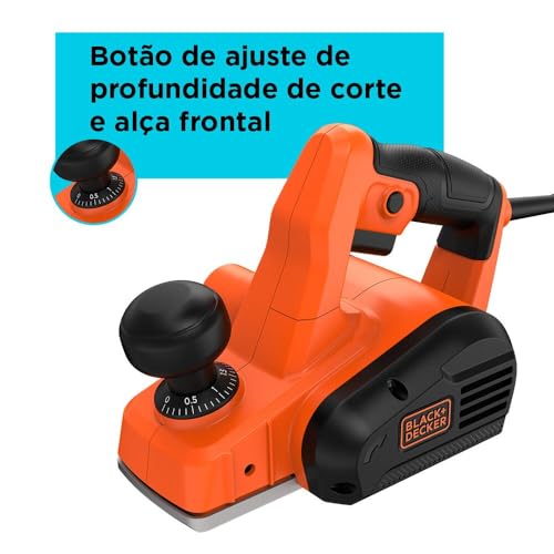 Black Decker Plaina Elétrica 710W, Profundidade de Corte 2mm, Largura de Corte 82mm, Recesso 11mm, C