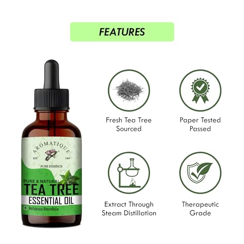 Aromatique Tea Tree Oil for Face - Tea Tree Essential Oil for Skin, Hair Growth, Scalp, Acne - Tea Tree Oil 30 ml