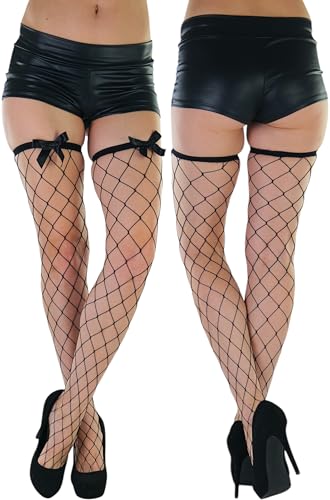 Image of ToBeInStyle Women's Fine Classic Fishnet Thigh High Stretch Nylon Novelty Stockings