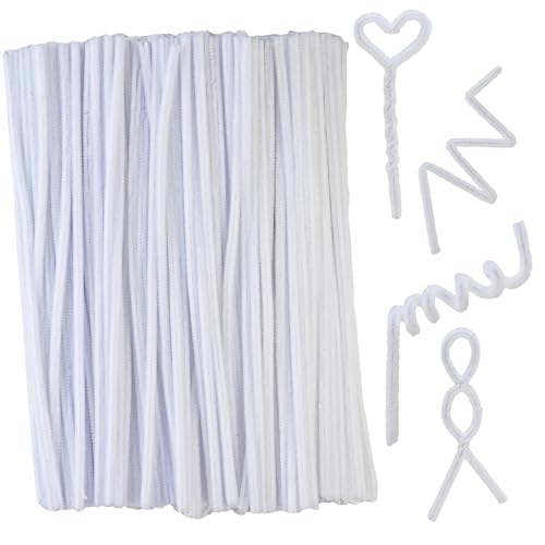 Qirimoi White Pipe Cleaners Craft Pipe Cleaners Bulk Pipecleaners Crafts Supplies200Pcs White