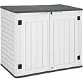YITAHOME Outdoor Horizontal Storage Sheds w/o Shelf, 35 Cu Ft Lockable Resin Waterproof Shed, Ideal for Garden Tools, Easy to Assemble, Light Gray