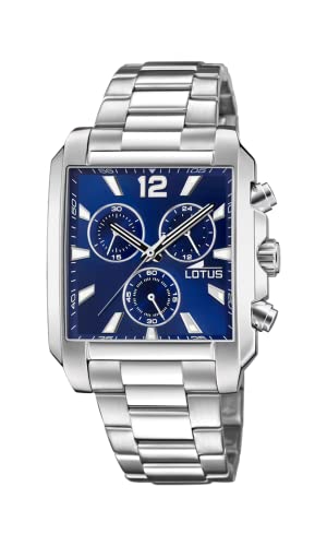 LOTUS Montre Homme Analogique Acier INOX 316L Argent - Quartz - Chronographe - Verre Minéral...
