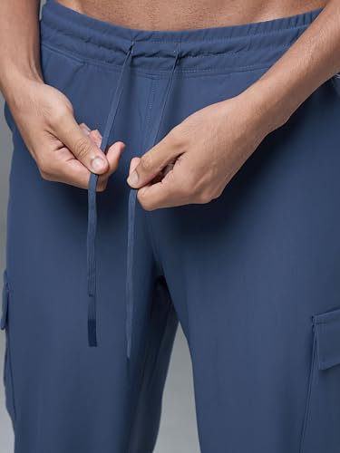 Image of TECHNOSPORT Men's Solid Slim Fit Sports Cargo Joggers DURACOOL+ Quick Dry Breathable Moisture Wicking Stretch Gym Track Pants Running Training Fitness Activewear