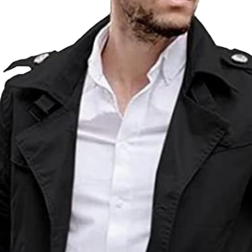 Maiyifu-GJ Men's Trench Coat Lightweight Slim fit Notched Lapel Overcoat Casual Windproof Windbreaker Jacket3