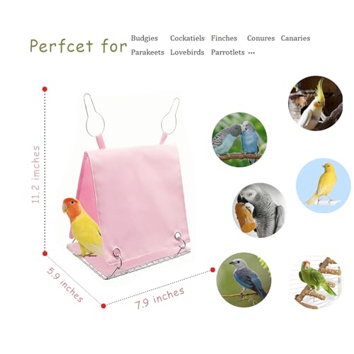 Image of Bird Nest with Removable Pad, Parrot Hammock for Cockatiels Conures - Hanging Cage Bed Tent Waterproof, Chew-Proof, Easy Clean & Anti-Sag Design for Parakeets Lovebirds, Pink