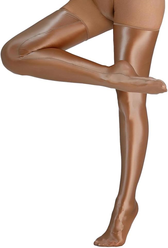 AspireBloomThigh High Stockings for Women Sheer Oil Shiny Tights Pantyhose Vintage Elastic Lingerie Stay Up Over knee Glossy Hold-up Stockings Party Club Cosplay