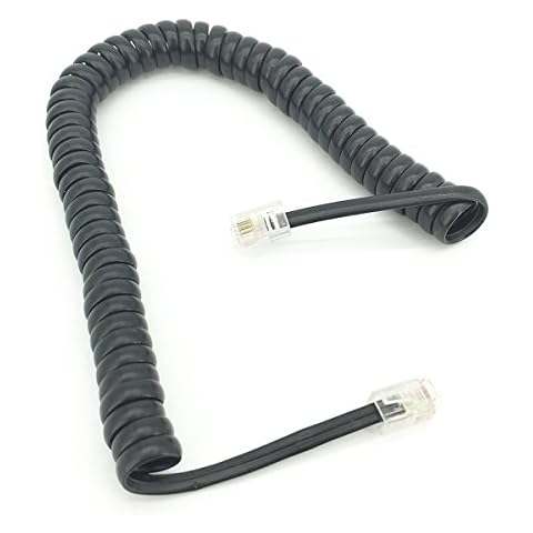 SAISN Telephone Handset Cord Modular Coiled Phone Curly Cable (6 Feet, Black) Cover