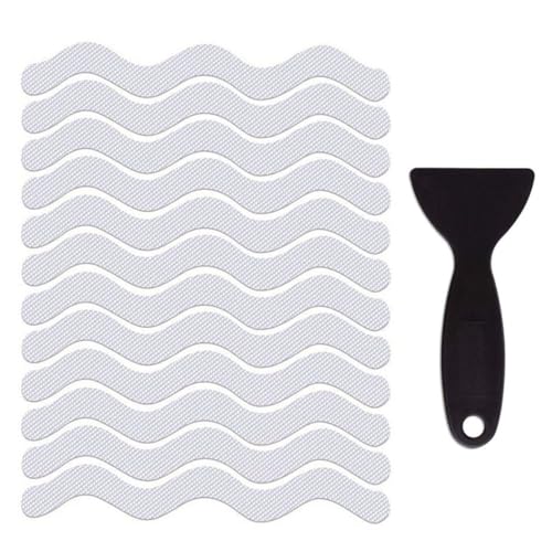 Adesivi antiscivolo brevettati per doccia, 12 strisce adesive per vasca da bagno, decalcomanie con raschietto di alta qualità per vasca da bagno, doccia e scale