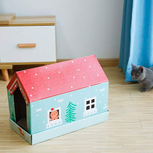 TEHAUX Casa-Casa Do Gato Scratcher Gato Garra Tipo Moedor Casa Cama de Gato Ondulado Papel Gato Gati
