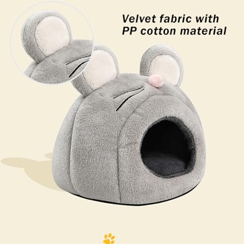 MANON ROSA Hamster Bed Cave Hideout & Heating Pad USD Adjustable Temperature Warm Winter House Pet Cage Accessories for Small Animals Chinchilla Guinea Pig Hedgehogs (Gray Mouse)