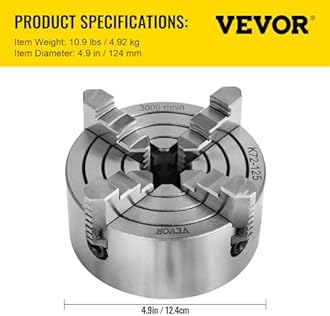 Vevor K72-125 Lathe Chuck 5 Inch 4-Jaw,Lathe Chuck Independent Reversible Jaw,Metal Lathe Chuck Turning Machine Accessories,for Lathes Machine - Amazon.com