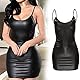 SEDEX Frauen Dessous Wetlook Minikleid rückenfreie Clubwear Nachtwäsche Ausschnitt Stretch Fit Simili Mini Kleid