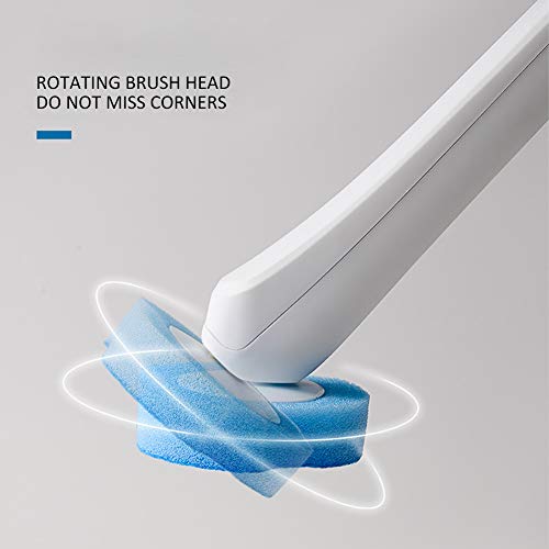 Disposable Toilet Brush Disposable Toilet Cleaning Kit, Toilet Brush, Toilet And Bathroom Cleaning System With Storage Caddy And 16/24 Disinfecting Toile Brush Refill Heads(White+Blue) #TOP5