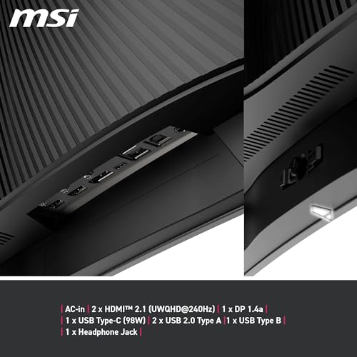 Image of MSI MPG 341CQPX QD-OLED 34 Inch UWQHD Curved Gaming Monitor - 3440 x 1440(21:9) QD-OLED Panel, 240Hz / 0.03ms, 99.3% DCI-P3, ΔE≤2, DisplayHDR True Black 400, DP 1.4a, HDMITM, USB Type C(PD:98W)