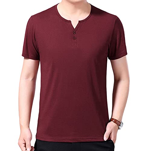 Men's Essential Cotton V-Neck T-Shirt Slim Fit Pullover Lightweight Short Sleeve Summer Athletic Casual Basic Top (Red,3X-Large)