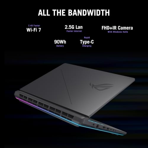 Image of ASUS ROG Strix G16 Gaming Laptop, 16 inch 16:10 FHD+ 165Hz /3ms, NVIDIA GeForce RTX 5050 Laptop GPU, Intel Core i5 Processor 14450HX, 16GB DDR5-5600, 512GB PCIe Gen 4 SSD, Wi-Fi 7, Win11 Home, G615JHR-DS53