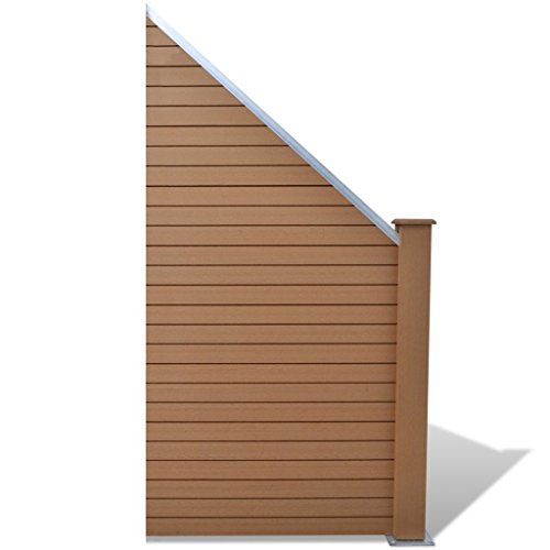 Preisvergleich Produktbild Anself Abgeschrägtes WPC Gartenzaun-Element WPC Sichtschutzzaun WPC Zaun Sichtschutzzaun Holz Braun 105×(105-185) cm