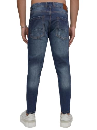 Image of Highlander Men Mens Tapered Fit Denim Jeans|Regular Length|Distressed Jeans |Mid-Rise|Stylish Casual Wear with Stretchable Fabric for Everyday Comfort