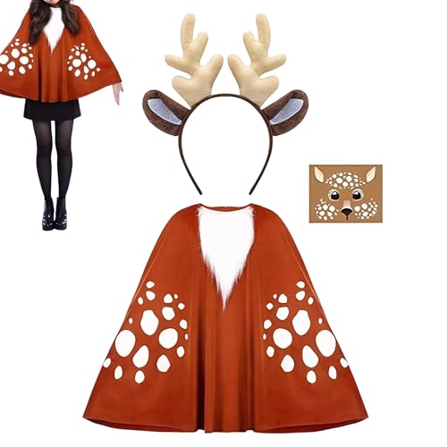 Costume de renne de Noël en poncho pour cocooning en famille et soirées déguisées hivernales
