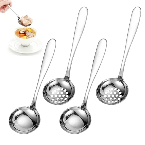 TPTGIAR 4 Stück Suppenkelle Edelstahl: 20cm Schöpflöffel Edelstahl Schöpfkelle Set, Silver...