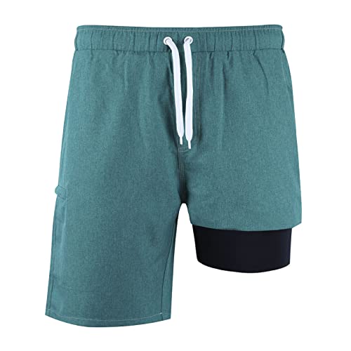 NONETZ Traje de baño anti-Chafe para hombre con forro de boxeador, Dark Teal, X-Large