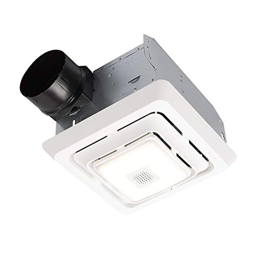 Broan-NuTone SPK80L Bluetooth Speaker Bathroom Ventilation LED Light, 80 CFM, 2.5 Sones Bath Fan, White
