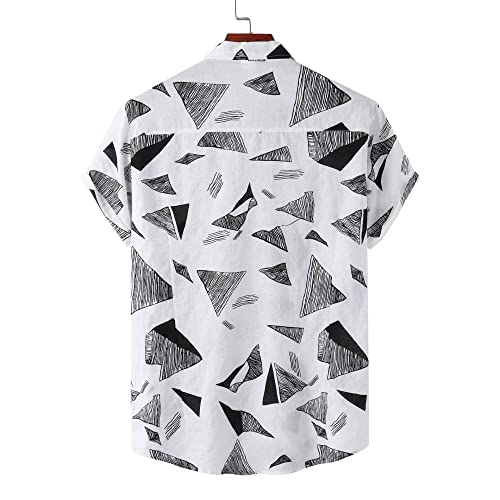 Chemise d'été homme décontractée imprimé tropical blanc manches courtes - 3