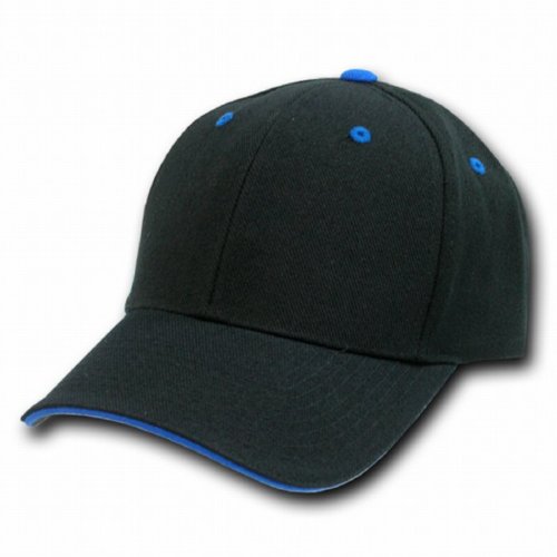 Decky Orgianl Sandwich Visor Baseball Caps - Adjustable - Black/Royal - #TOP18
