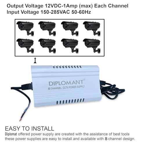 Image of Elove 5 Amp (12VDC) 8 Channel SMPS for CCTV Output [Iron Powder Coated Material] Power Supply Adapter up to 8 CCTV Security Cameras for Video Surveillance Camera System,Dome,Bullet Cameras,White