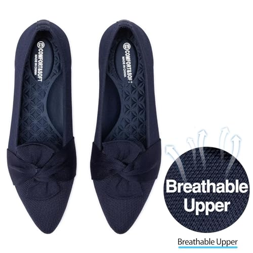Image of Frank Mully Women's Casual Loafer Flats Slip On Loafer Shoes Comfortable Knit Flat Shoes Classics Pointy Toe Loafer Flats,for Work,Travel