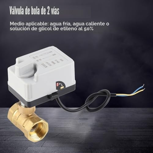 Válvula de Bola Motorizada 2 Hilos 2 Vías Normalmente Cerrada DN25 Latón ABS DC 12V a 24V Accesorio Válvula de Bola Eléctrica Motor Síncrono Rosca de Tubería 1in IP54