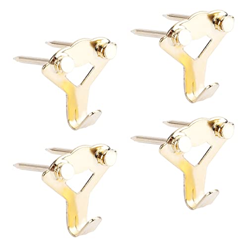 Image of Picture Hangers 1.2mm Thick Picture Hooks with Nails Professional Picture Hanging Kit, for Office Pictures House Decoration Clock Wall Mounting Brass Tone 30pcs