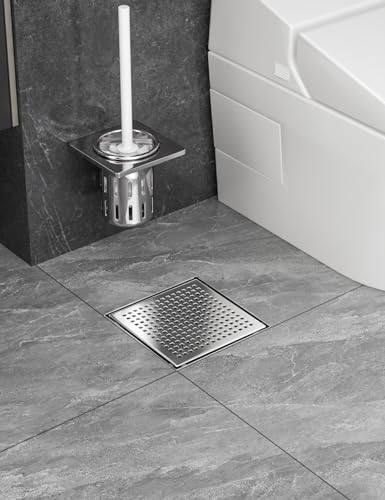 Neodrain Bodenablauf Dusche Edelstahl Duschrinne mit 360° Siphon, Geruchsverschluss, Haarsieb und 2 Ablaufadapter, Ablaufrinne Duschablauf 15 x 15 cm