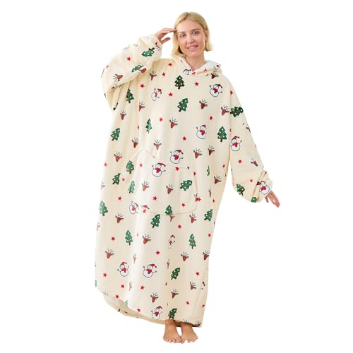 Moinlizy Fleece Wearable Blanket Hoodie – Oversized Adult Beige