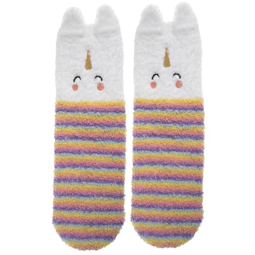 Isotoner Chaussettes anti-dérapantes fille licorne muticolor en maille, 27/30, multicolor